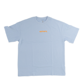 100% Cotton Oversized Blue Tee, Orange bubble print logo