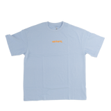 100% Cotton Oversized Blue Tee, Orange bubble print logo