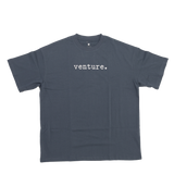 Navy Blue Oversized Tee-White Print