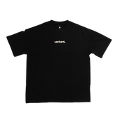 Black Oversized Tee-White Puff Print