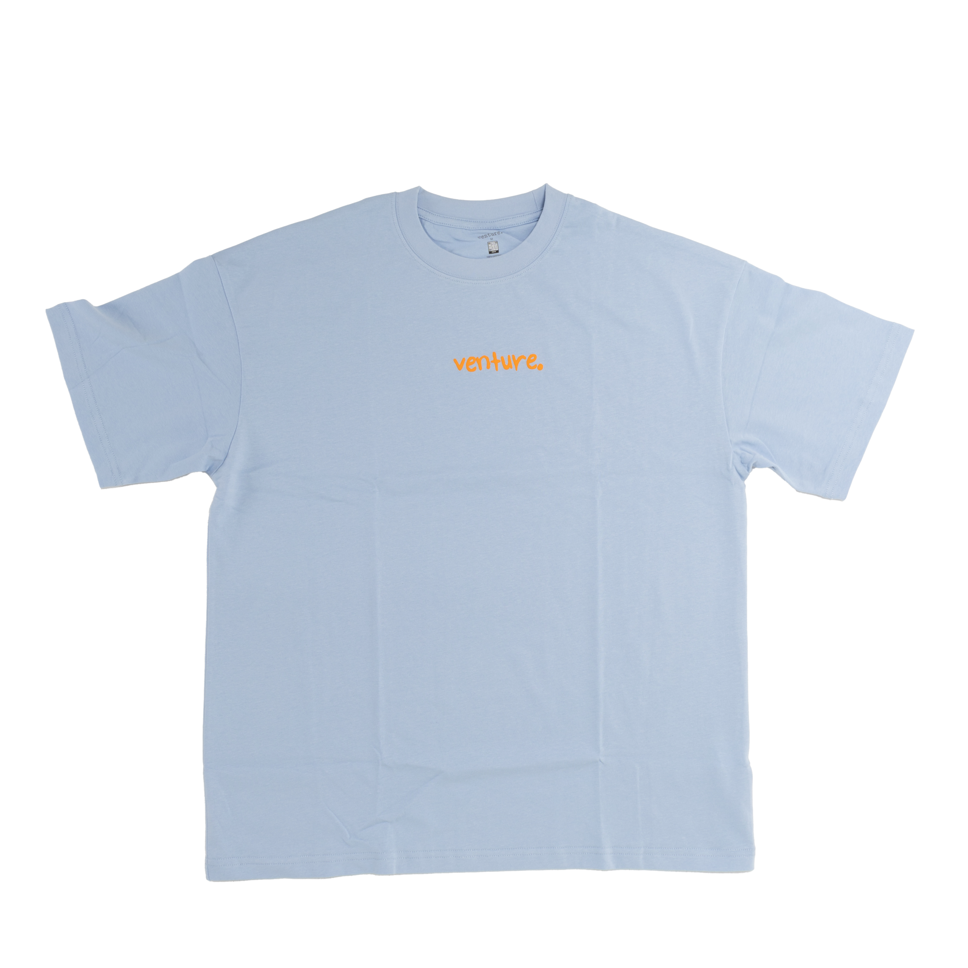 100% Cotton Oversized Blue Tee, Orange bubble print logo